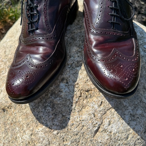VINTAGE! Florsheim Men's Lexington Wingtip Brogue Dress Shoes Size 10.5 Burgundy - Picture 4 of 10